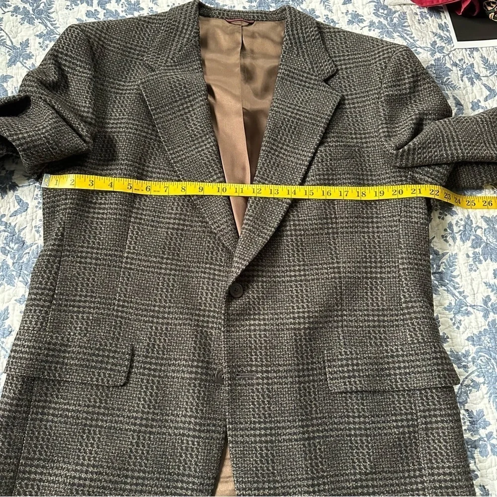 Hart Schaffner Marx Blazer Brown Plaid Two Button Wool Preppy Office Size 41R